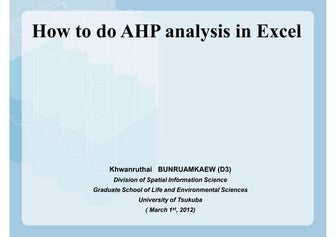 How to do ahp analysis in excel