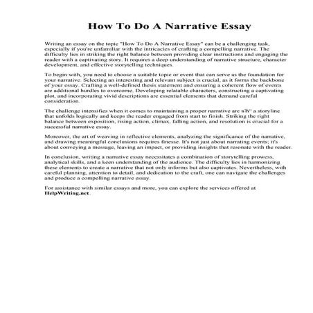How To Do A Narrative Essay. Fitchburg State University | PDF