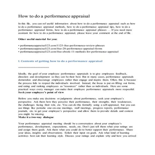 How to do a performance appraisal