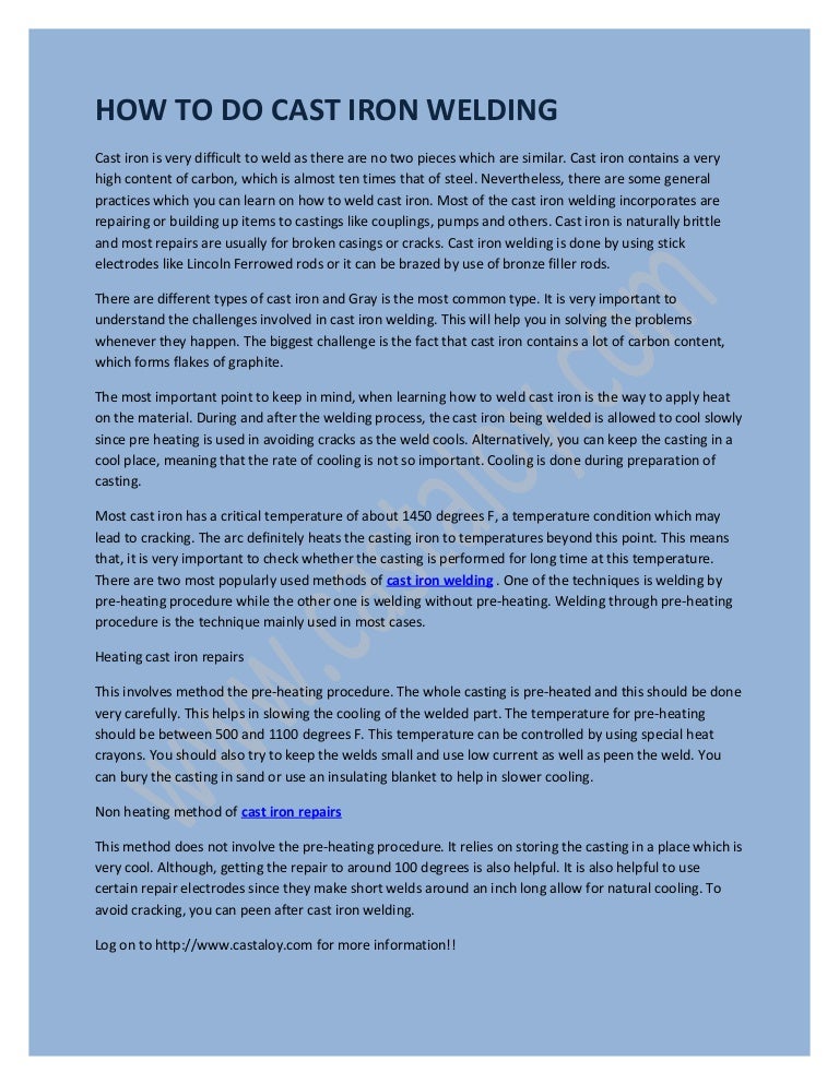 How To Do Cast Iron Welding