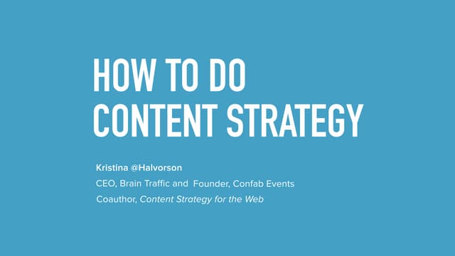 #Howto do a content strategy