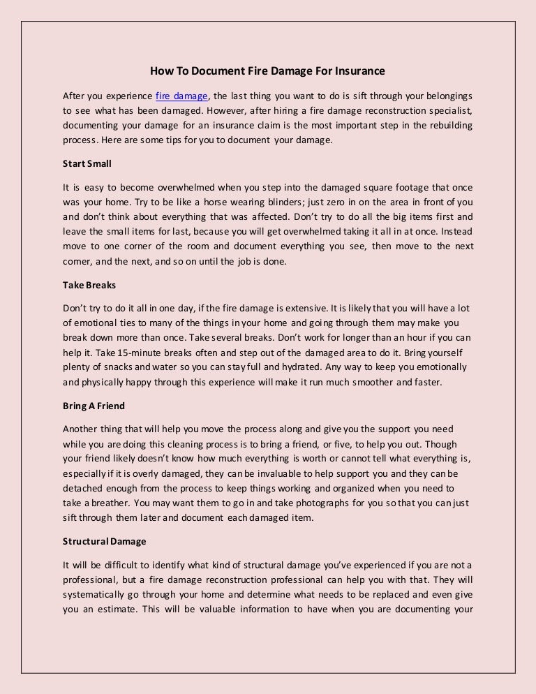 How to document fire damage for insurance