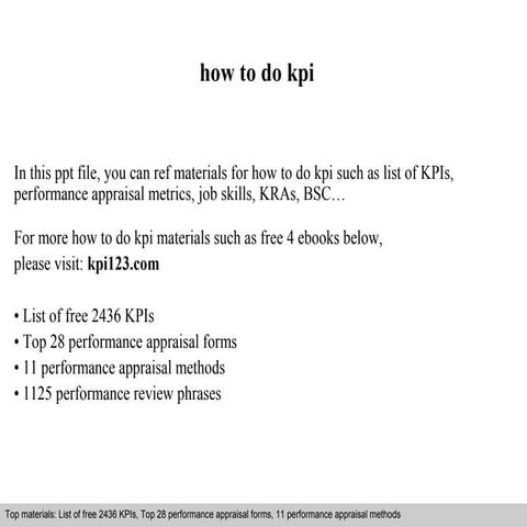 How to do kpi