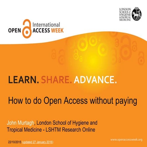 Open Access: the basics & how to do it without paying