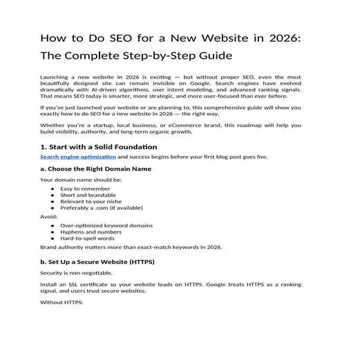 Best SEO Strategies in 2026 For Website. | PDF