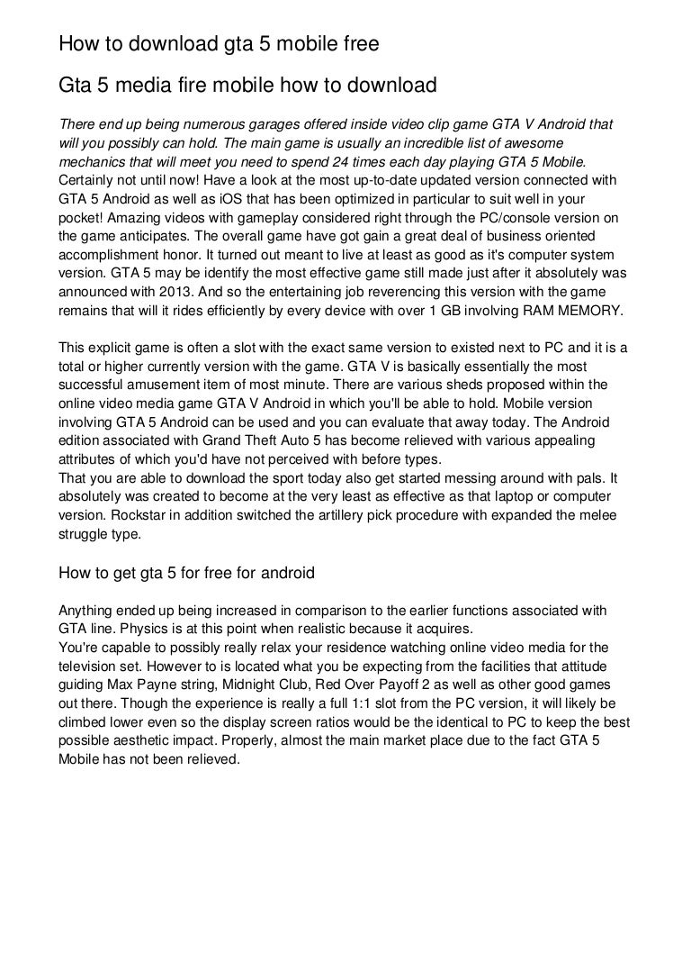 get gta 5 for free on How To Download Gta 5 Mobile Free