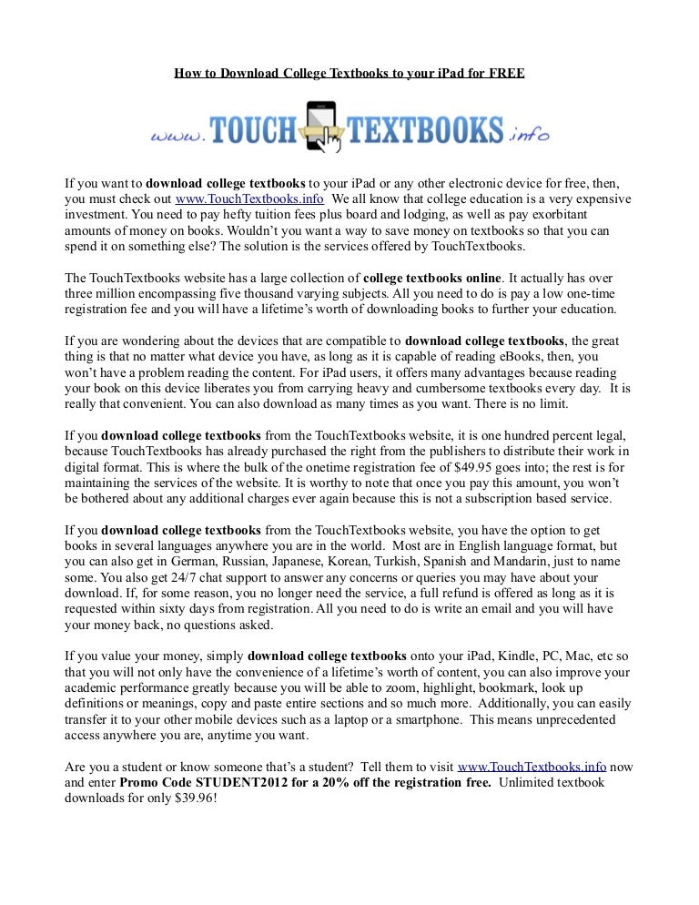 How to Download College Textbooks to Your iPad for FREE