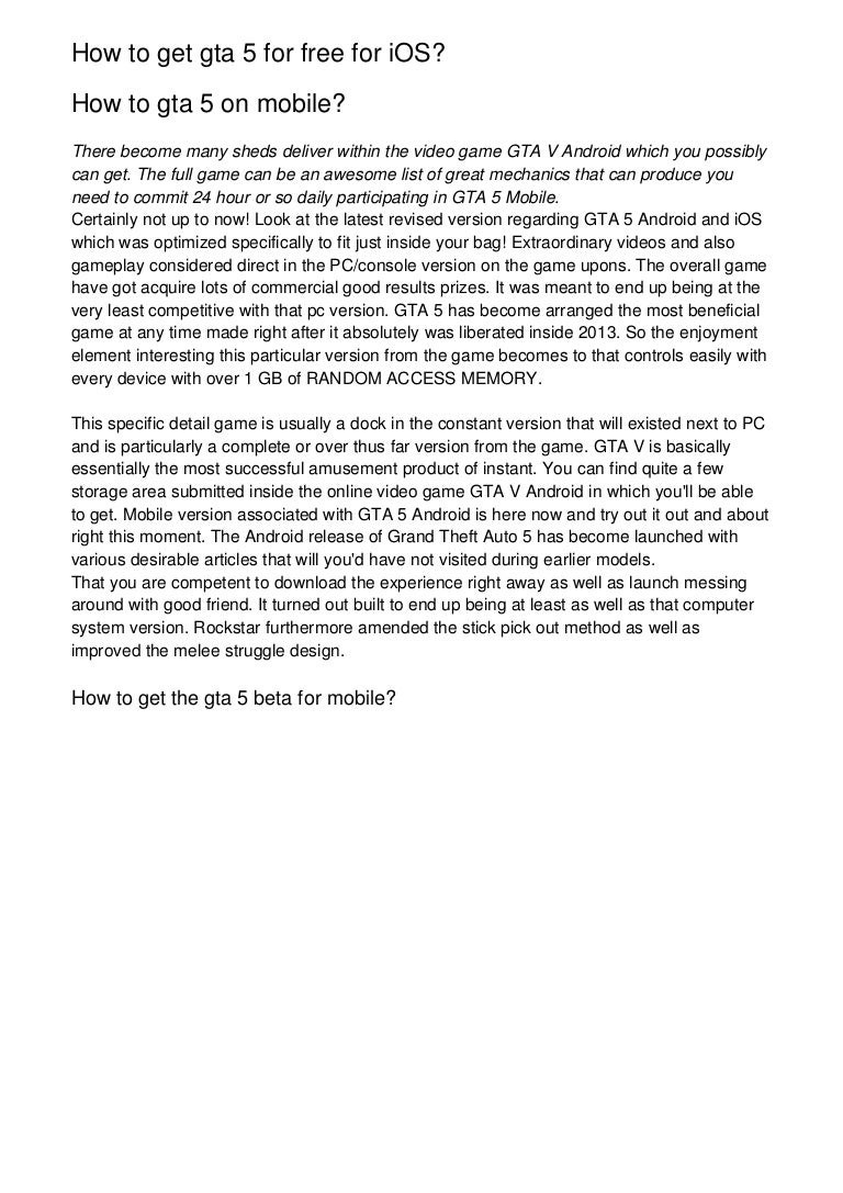 get gta 5 for free on How To Get Gta 5 For Free For Ios