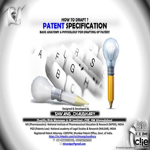 "How to draft a PATENT Specification?" 