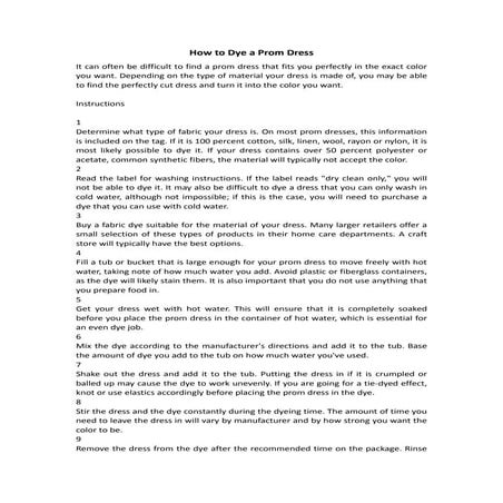 How to dye a prom dress | PDF