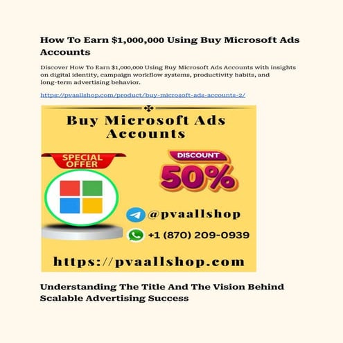 How To Earn $1,000,000 Using Buy Microsoft Ads Accounts .pdf