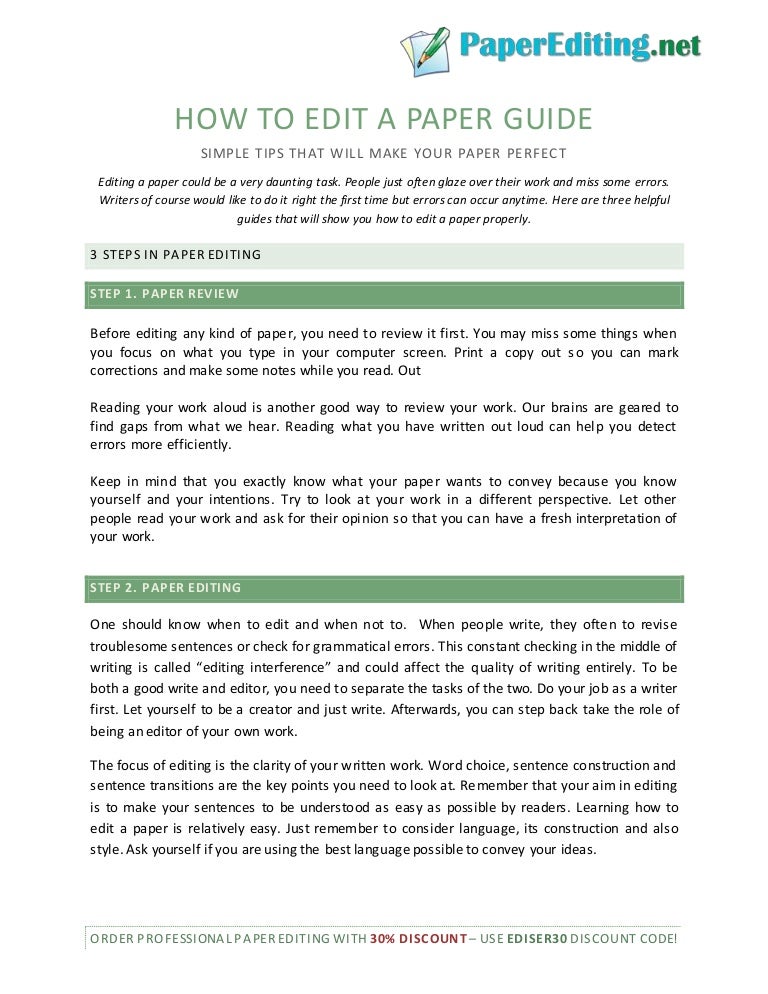 How to edit a paper