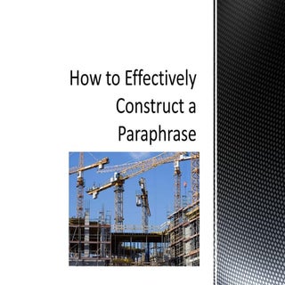 How to effectively construct a para...