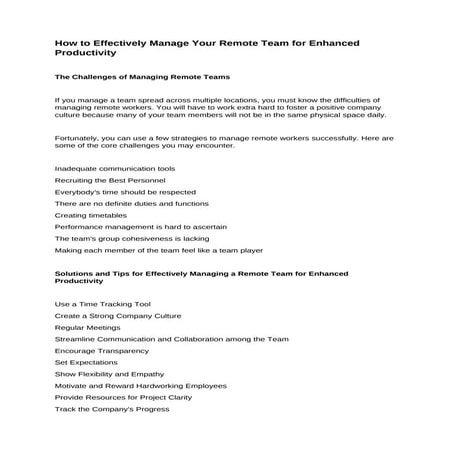 Virtual Team Management Challenges | PDF