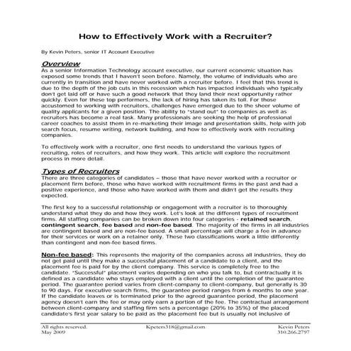 How To Effectively Work With A Recruiter