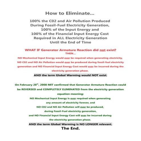 How to Eliminate 100% of ALL the C02 and Air Pollution Produced During ALL Gl...