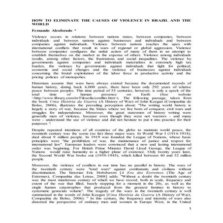 How to eliminate the causes of violence in brazil and the world