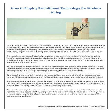 How to Employ Recruitment Technology For Modern Hiring