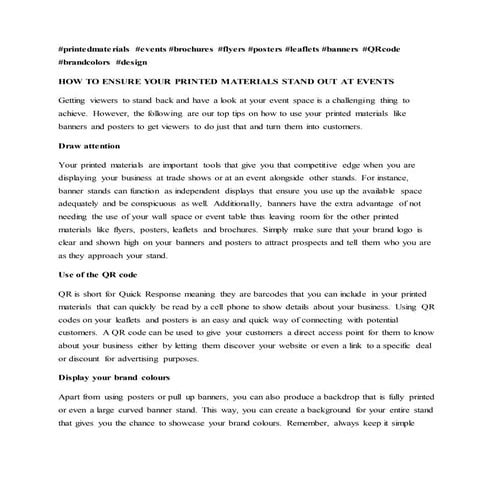 HOW TO ENSURE YOUR PRINTED MATERIALS STAND OUT AT EVENTS BY RUSH HOUR PRINTING AND GRAPHICS 