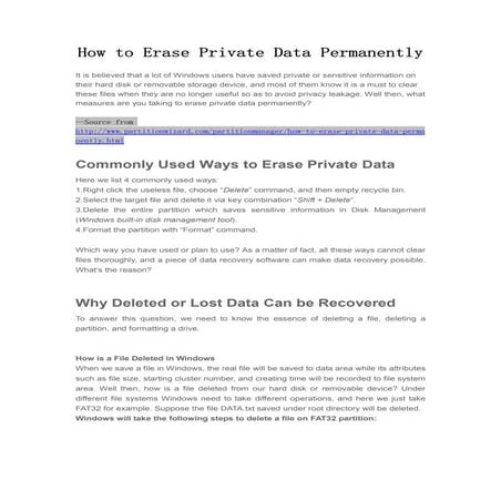 How to erase private data permanently