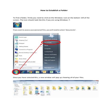 How to establish a folder on windows 7