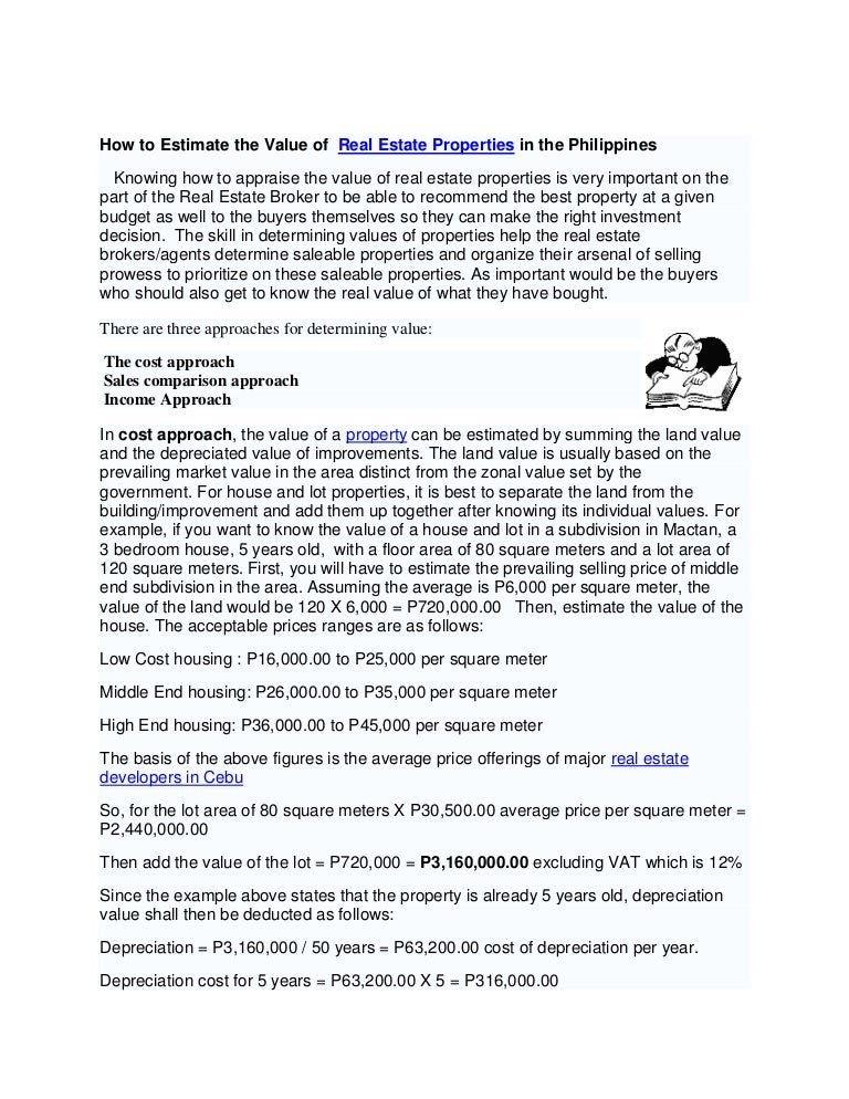 How to estimate the value of real estate properties in the philippin…