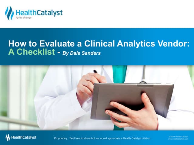 How to Evaluate a Clinical Analytics Vendor: A Checklist