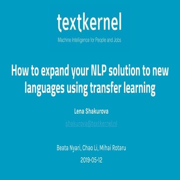 How to expand your nlp solution to new languages using transfer learning