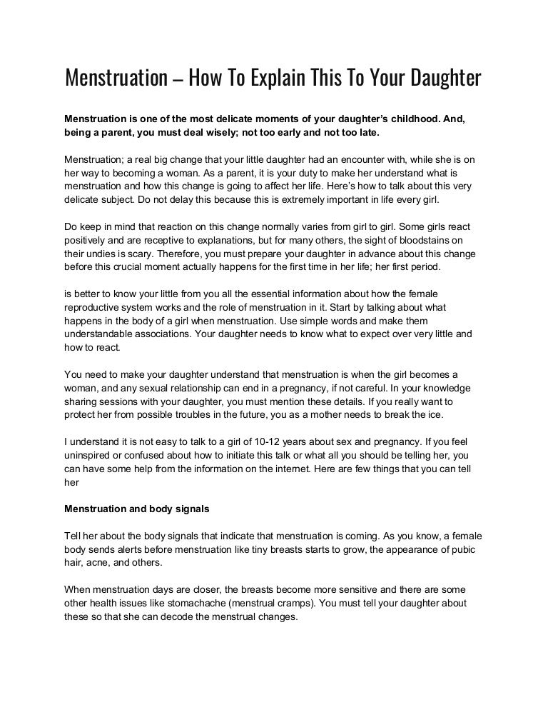 How to explain menstruation to your daughter