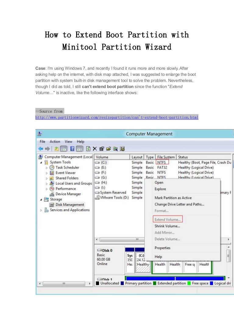 How to extend boot partition with minitool partition wizard
