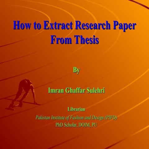 How to Extract or Develop Paper from Thesis