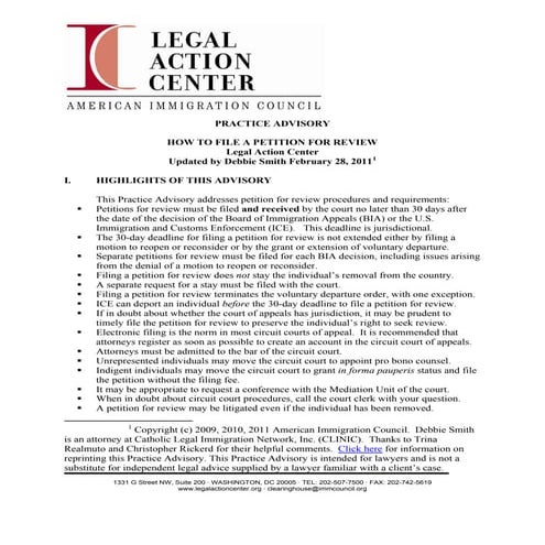 How to file an immigration petition for review   21 pages
