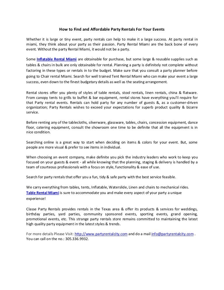 How To Find And Affordable Party Rentals For Your Events