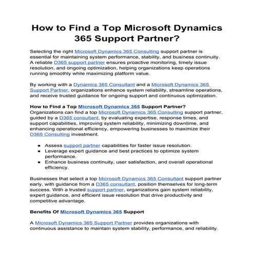 How to Choose a Top Microsoft Dynamics 365 Support Partner for Business ...