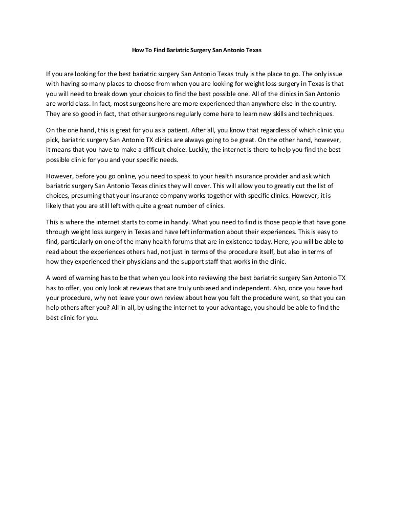 How to find bariatric surgery san antonio texas