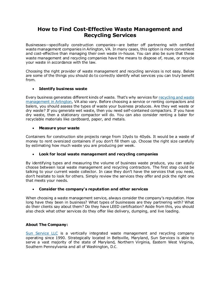 How to find cost effective waste management and recycling services