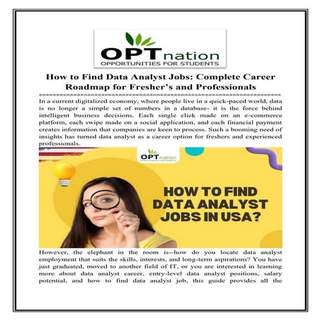 How to Find Data Analyst Jobs: Complete Career Roadmap for Fresher’s and Prof...