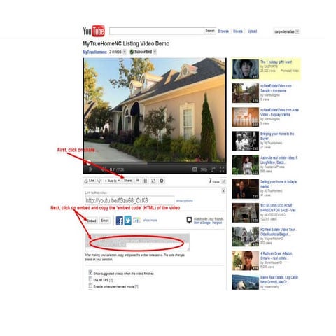 How to find embed code on you tube video