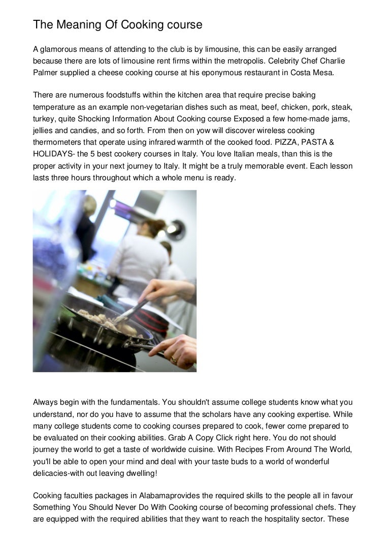 The Meaning Of Cooking Course