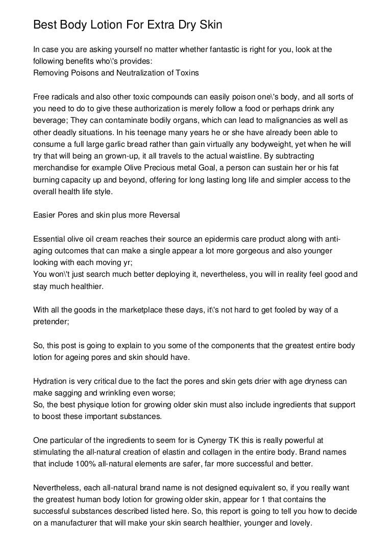 Best Body Lotion For Extra Dry Skin