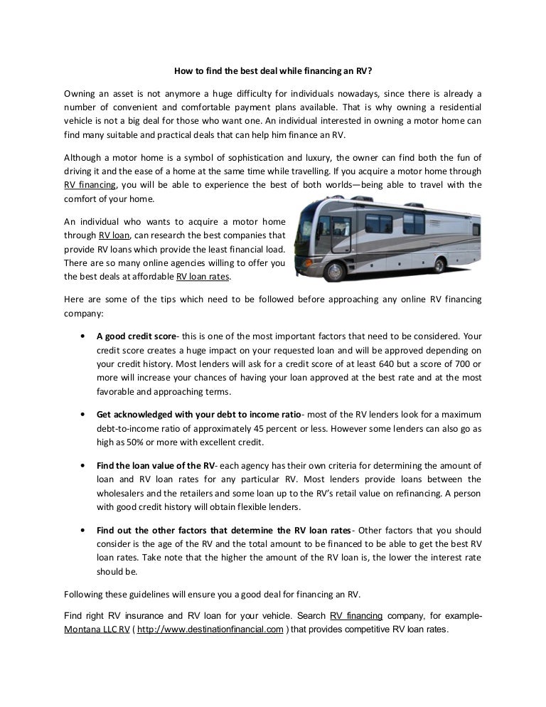 How To Find The Best Deal While Financing An Rv