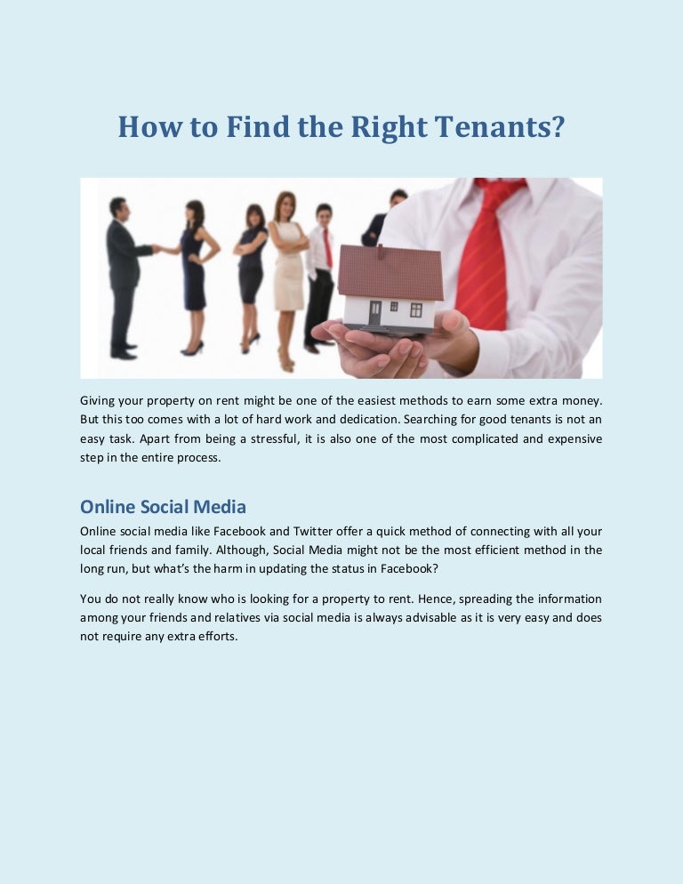 How to Find the Right Tenants?