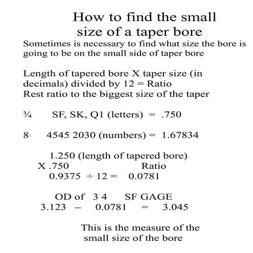 How to find the small side of taper bore