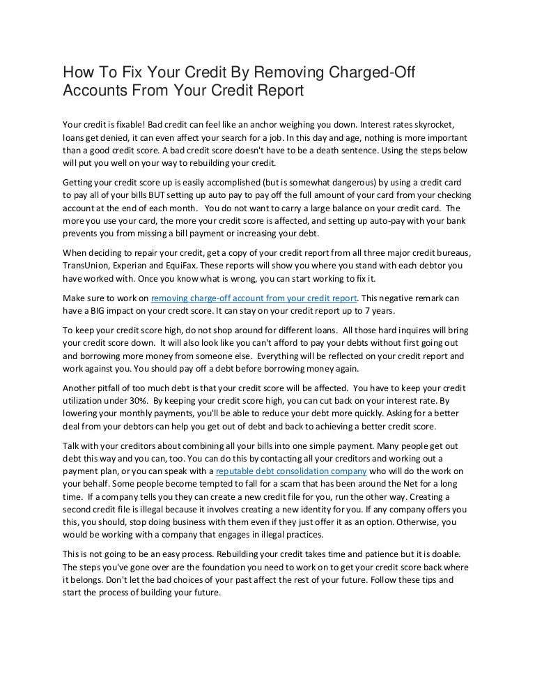 Charged Off As Bad Debt >> How To Fix Bad Credit By Removing Charged Off Accounts From Charged Off As Bad Debt >> How To Fix Bad Credit By Removing Charged Off Accounts From