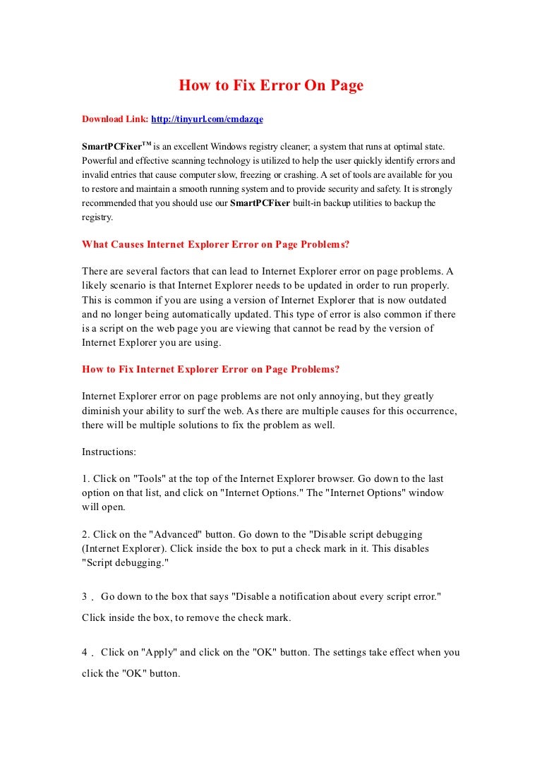 How to fix error on page