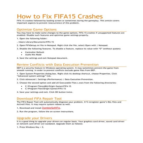 How to Fix FIFA 15 Crashes