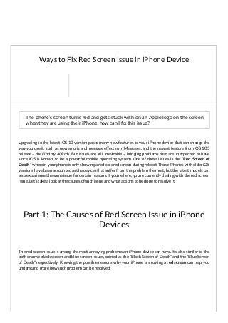 How to fix iPhone Red Screen Issue How to fix iPhone Red Screen Issue