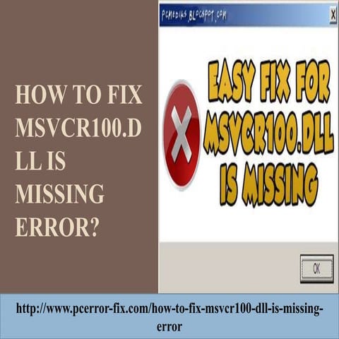 How to fix msvcr100.dll is missing error