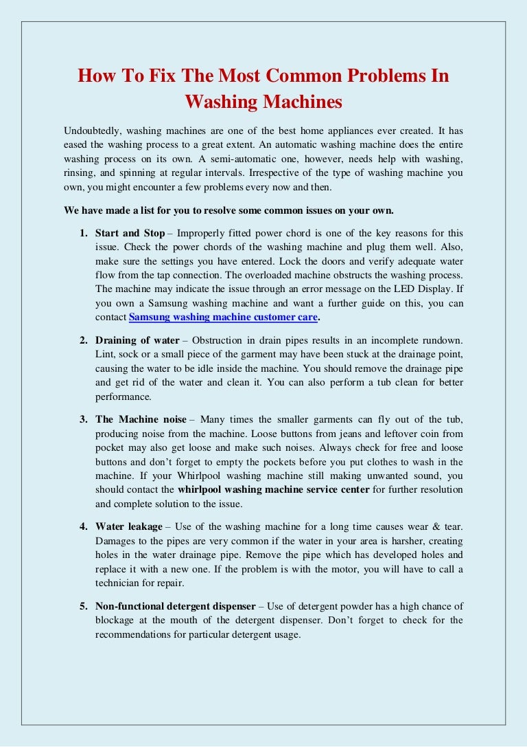 4 Common Problems With Washing Machines And How To Fix