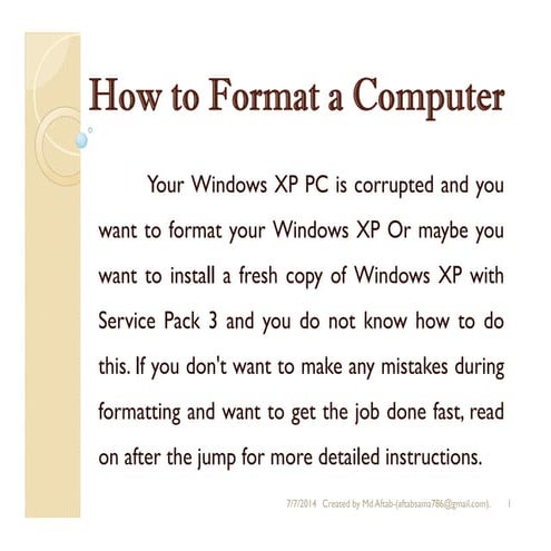 How to Format a Computer WindowsXP
